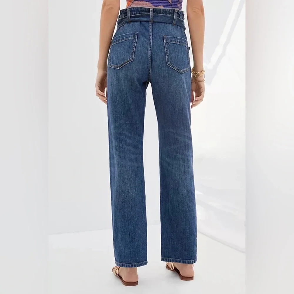 Anthropologie Pilcro Ultra High Rise Relaxed Pull On Jeans Tie Waist Size 29.